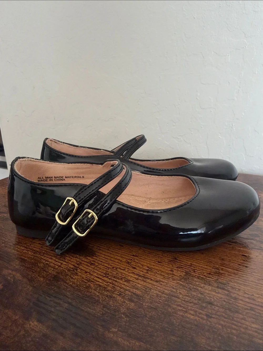 Kids Black Patent Mary Jane Shoes with Double Straps